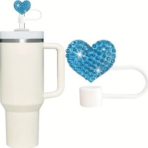 Elegant Teal Jeweled Straw Cover